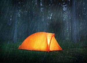 tent in rain