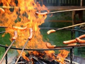 Hotdogs on campfire