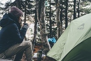 woman camping alone