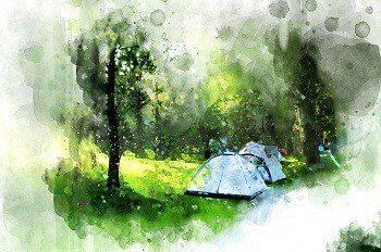 tents in the rain