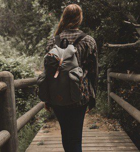 woman with hiking backpack