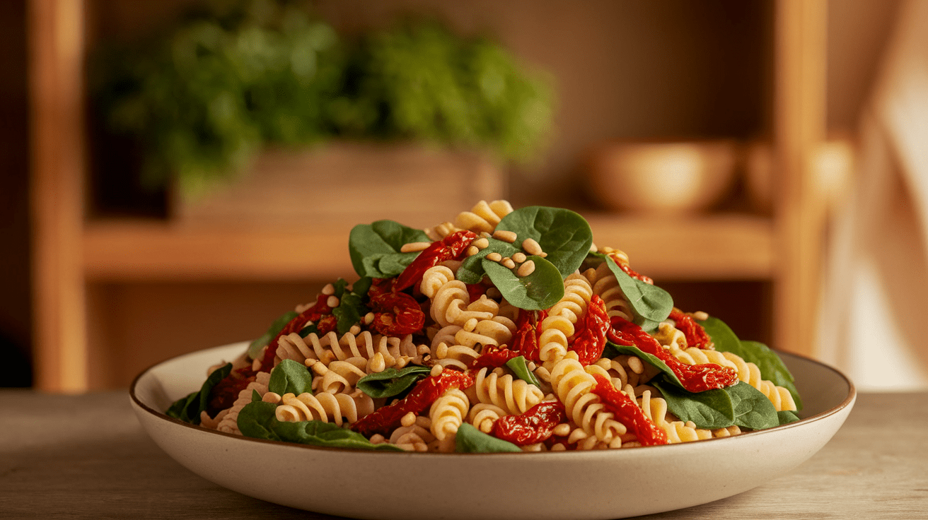Pasta_Salad_with_Sun-Dried_Tomatoes_Spinach_and_Pine_Nuts